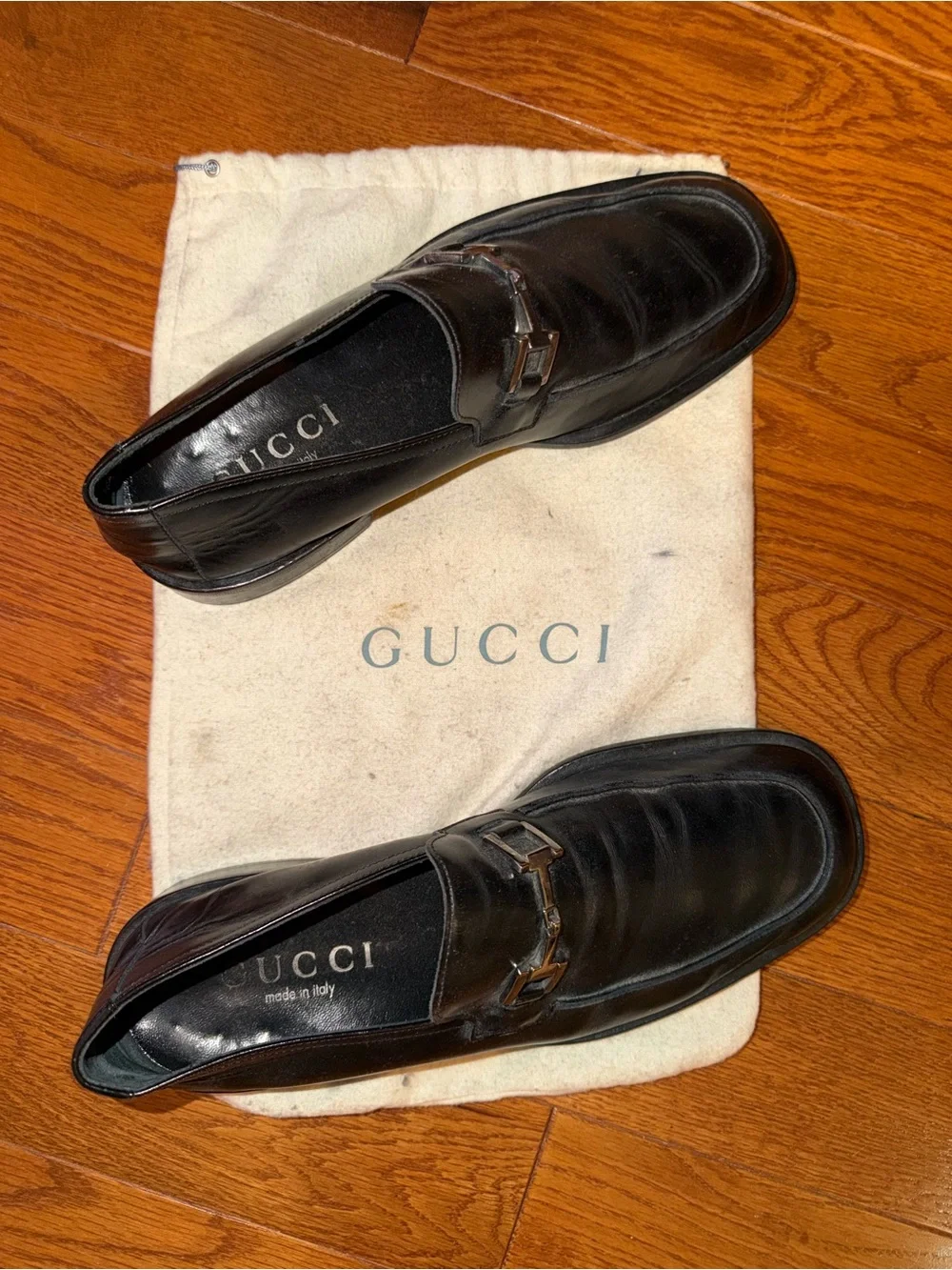 Gucci Black Leather Men’s Bit-Detail Slip-On Loafers